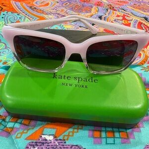 kate spade Pink to Clear Gradient Sunglasses with Dark Green Lenses